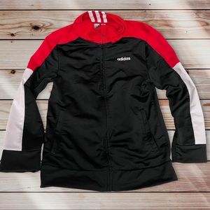 ADIDAS 7 EUC Track Jacket Red/Black w/White Stripes+Red Zipper